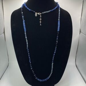 White House Black Market Blue Bead 52 inch Necklace